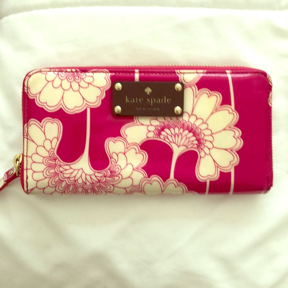 Kate Spade floral zipper wallet gold zipper